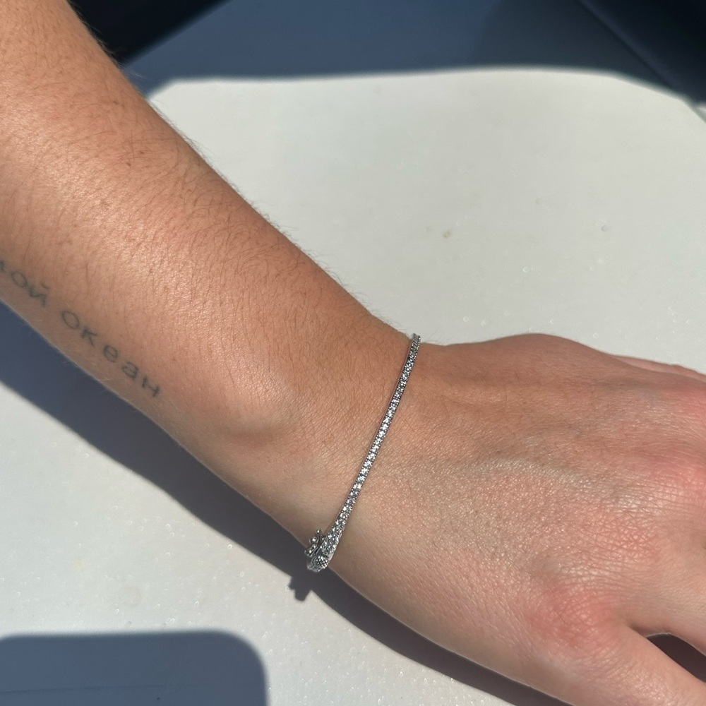 Silver Stackable Diamond Bangle 18k White Gold